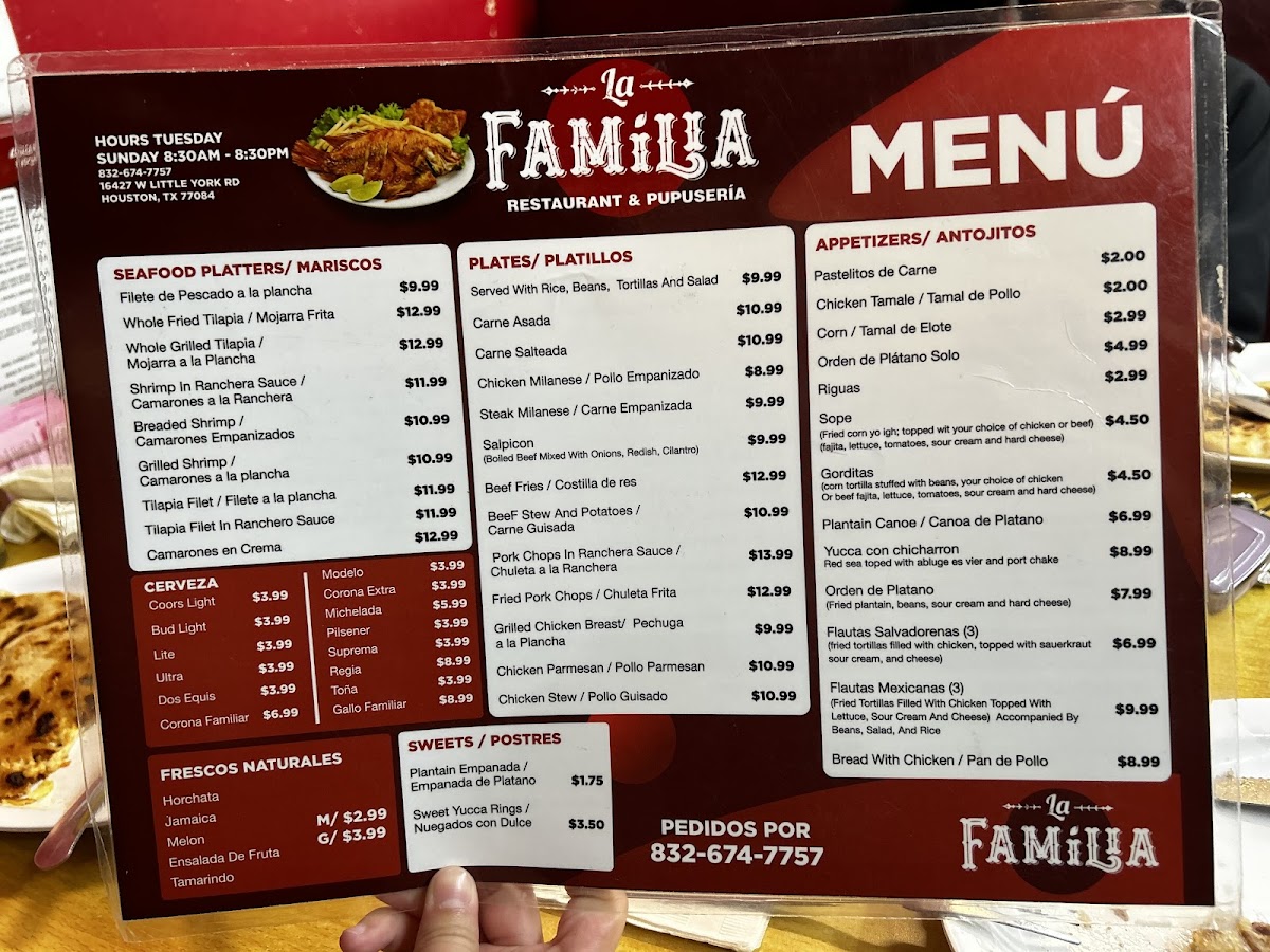La Familia Restaunte Y Pupuseria Menu-1