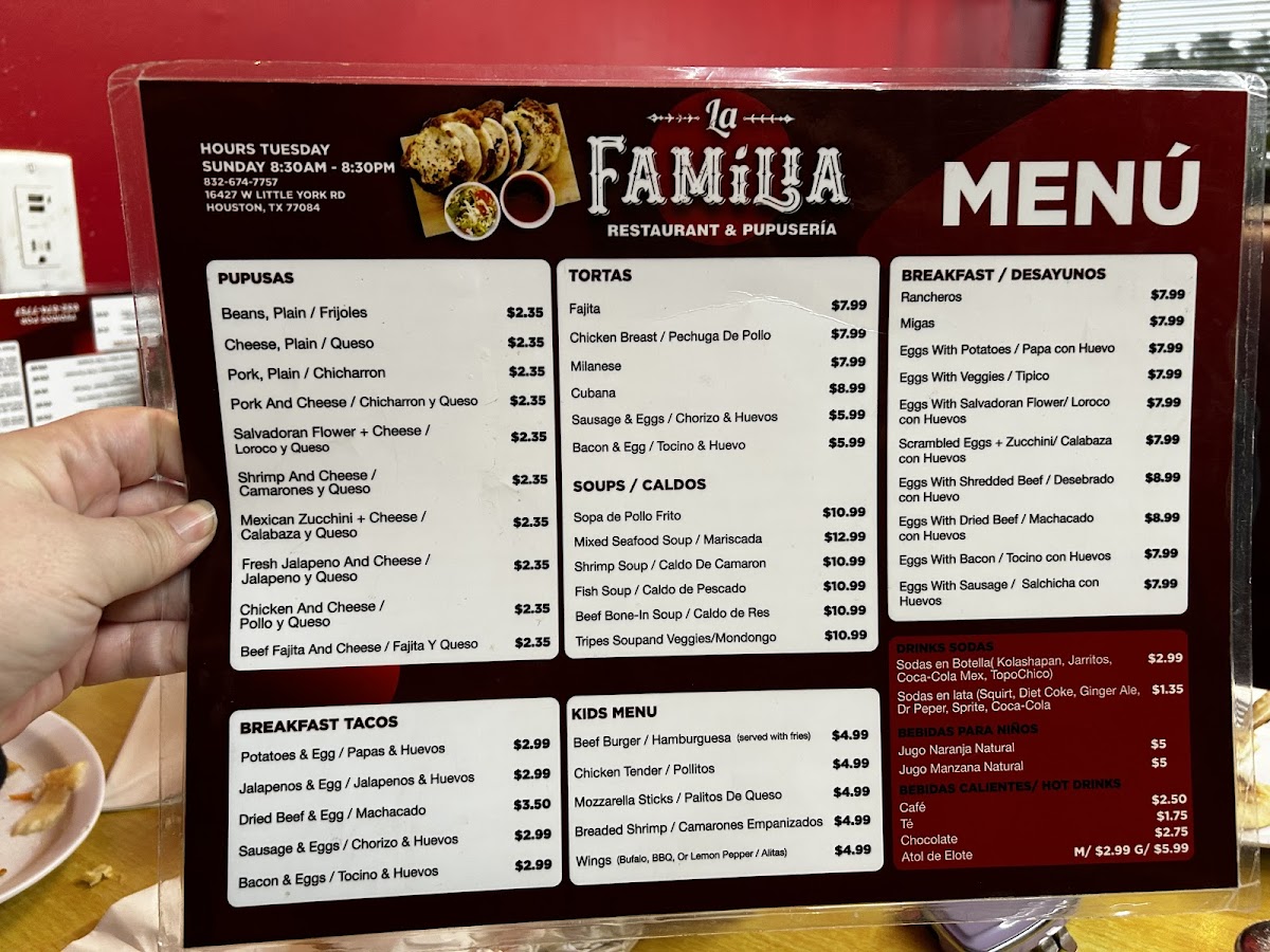 La Familia Restaunte Y Pupuseria Menu-2