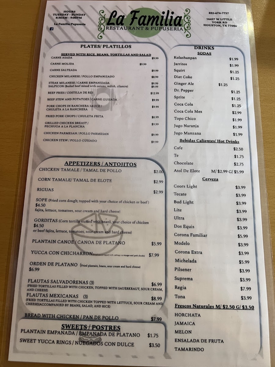 La Familia Restaunte Y Pupuseria Menu-5