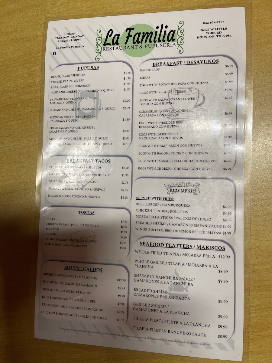 La Familia Restaunte Y Pupuseria Menu-7