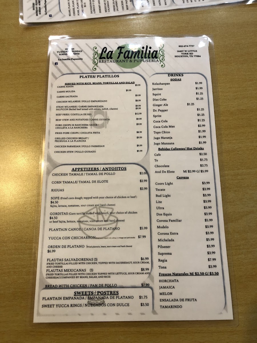La Familia Restaunte Y Pupuseria Menu-8
